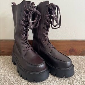 Free People Jones Lug Sole lace up boots size 8